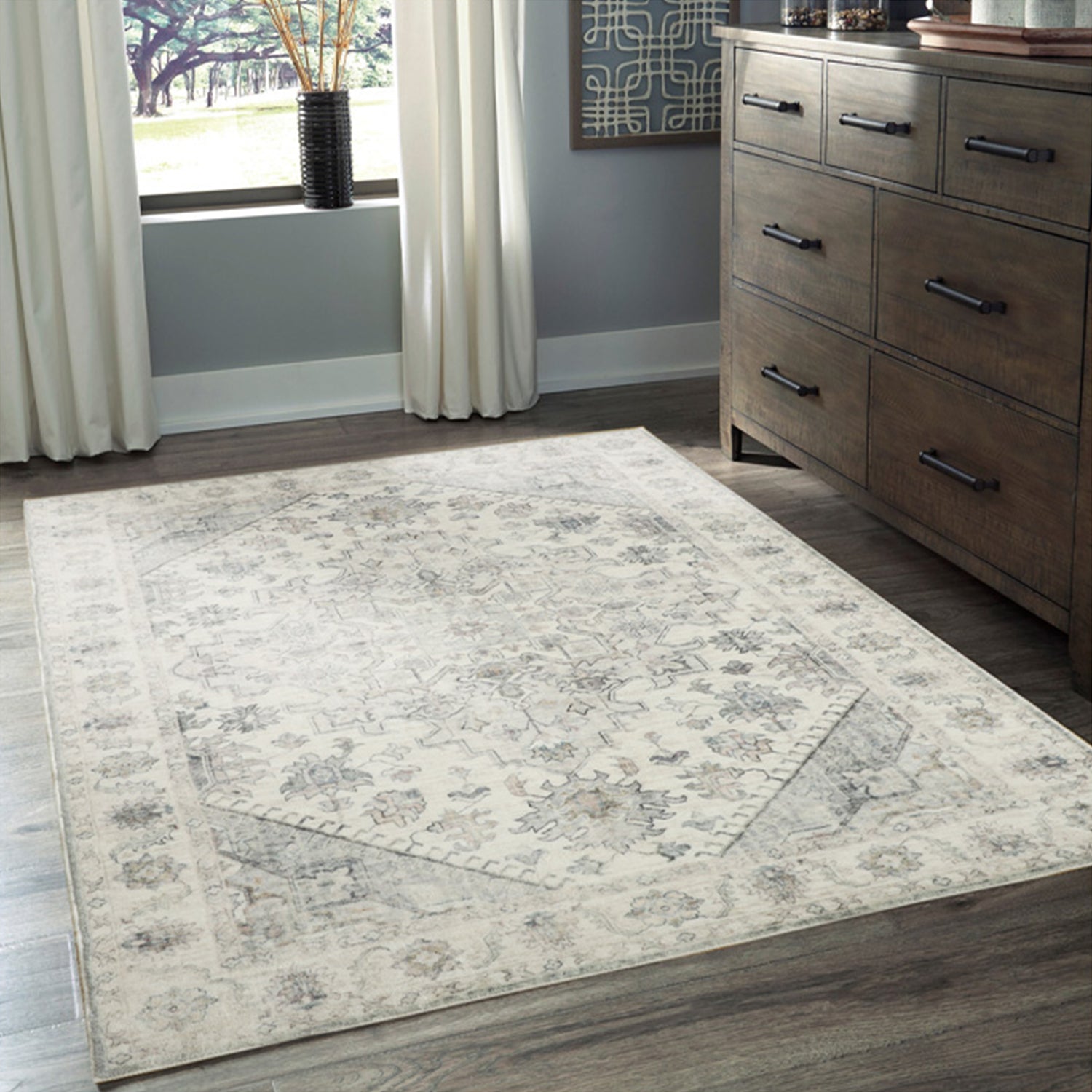 Santiago Grey Traditional Washable Rug