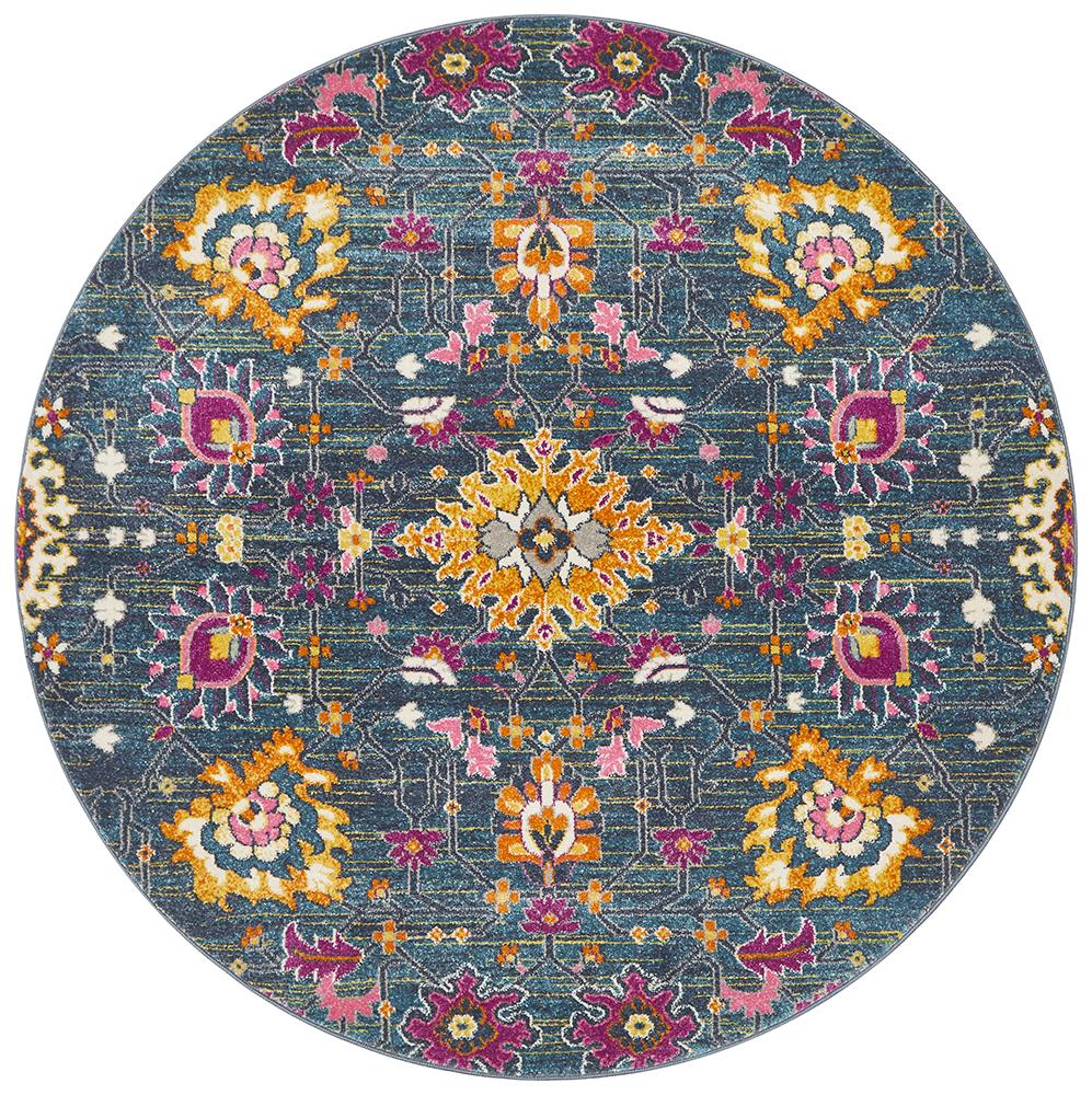 Babylon 210 Blue  Round Rug