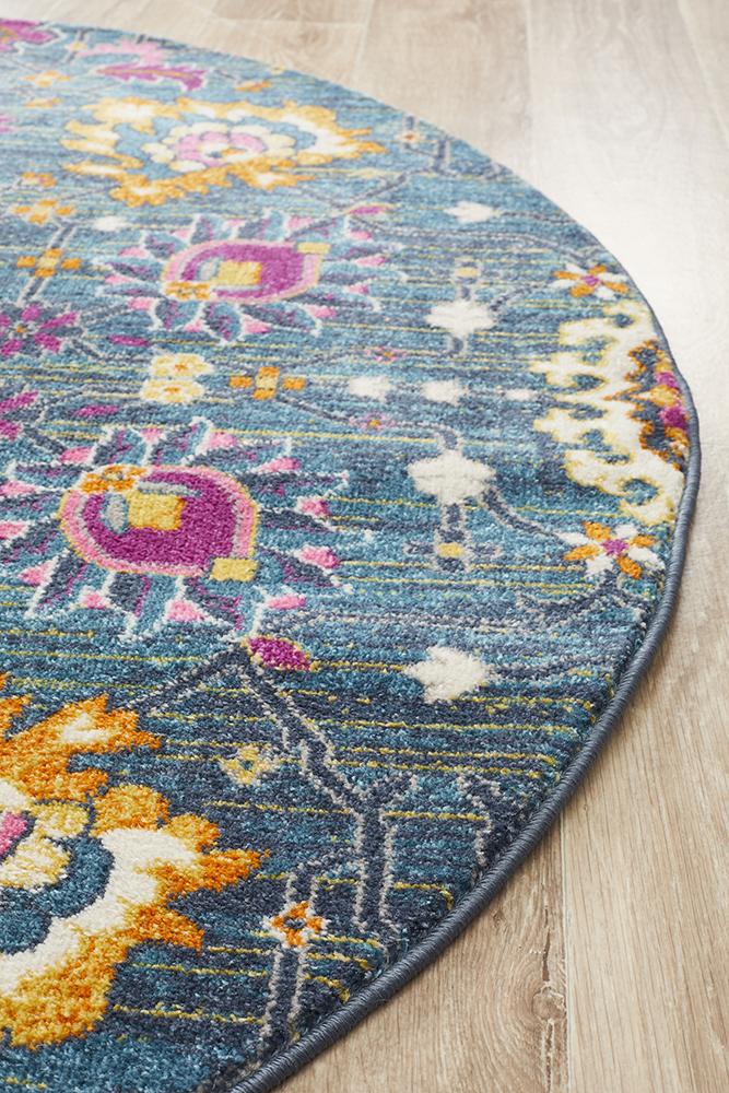 Babylon 210 Blue  Round Rug