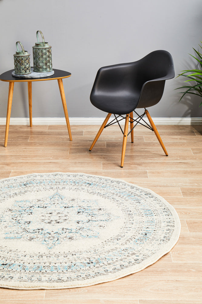 Century 922 White Round Rug