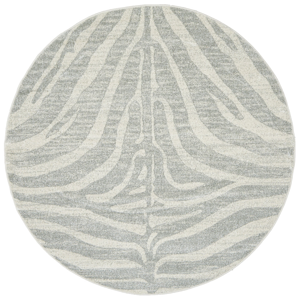 Chrome Savannah Silver Round Rug