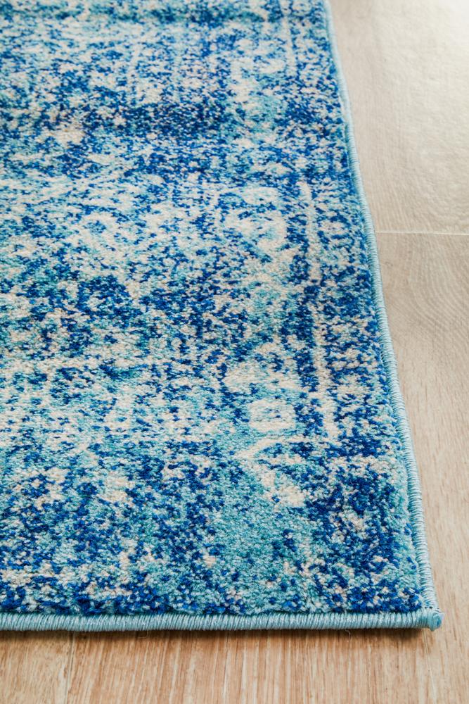 Evoke Muse Blue Transitional Runner Rug