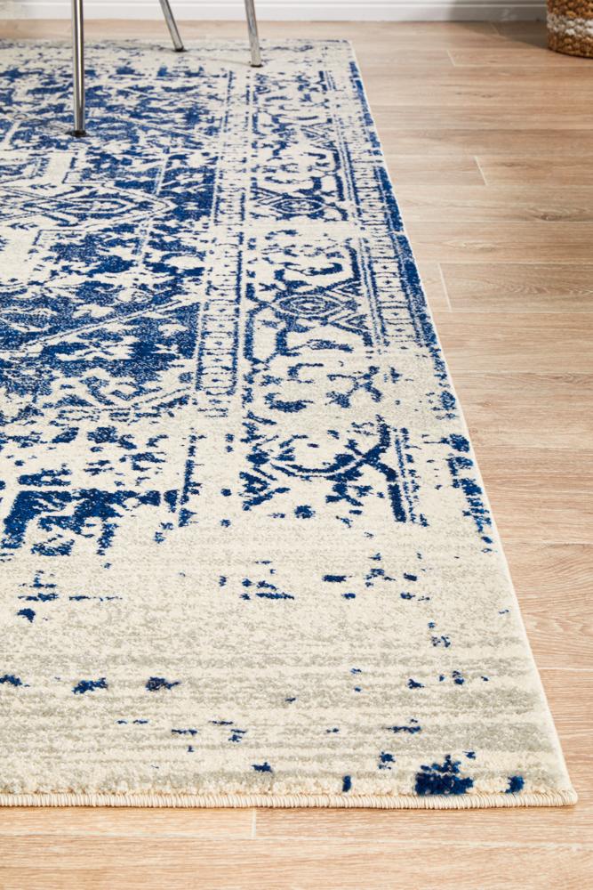 Evoke Horizon White Navy Transitional Rug