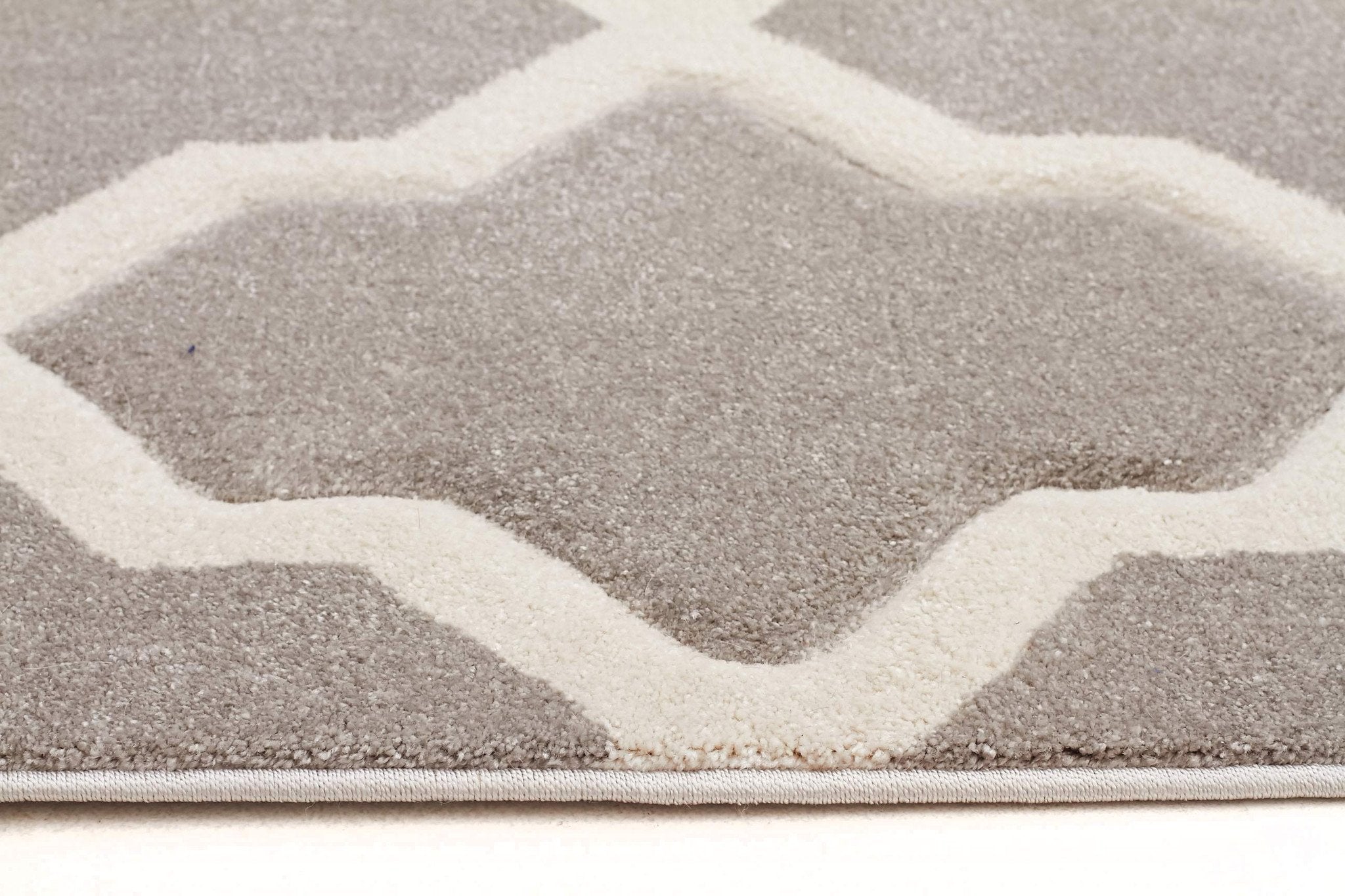 Icon Cross Hatch Modern Runner Rug Silver