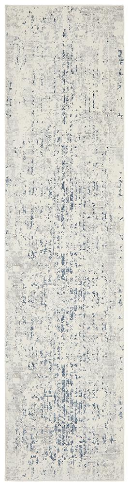 Kendra Farah Distressed Contemporary Rug White Blue Grey