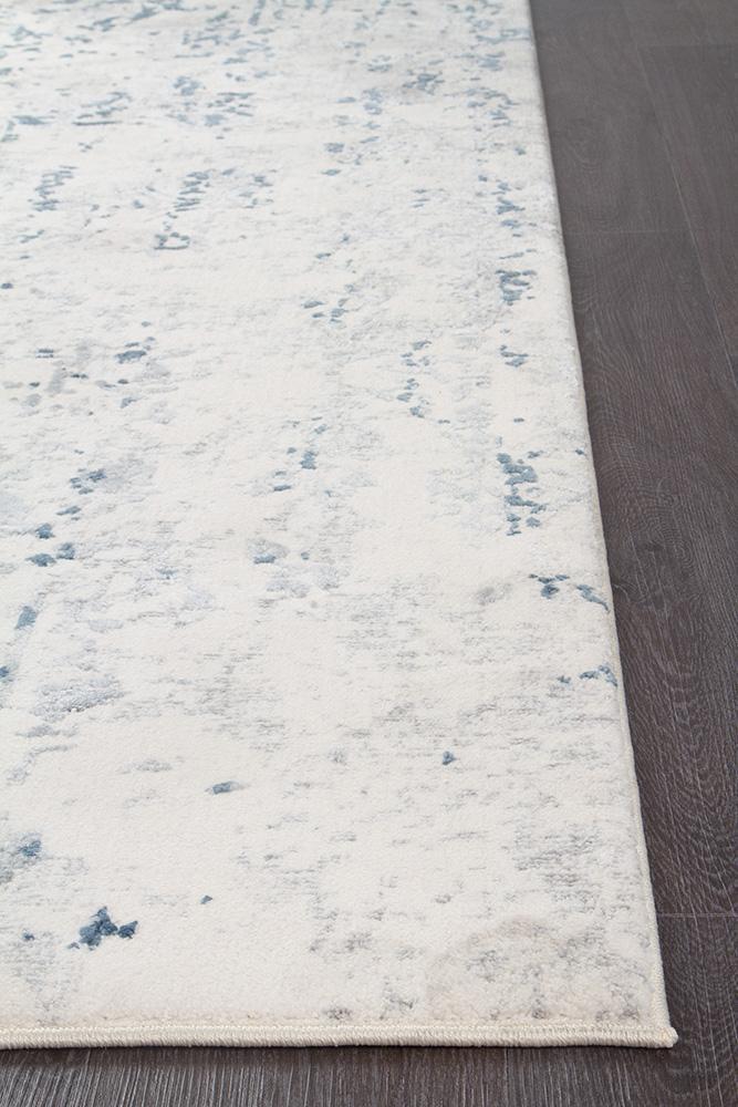 Kendra Farah Distressed Contemporary Rug White Blue Grey