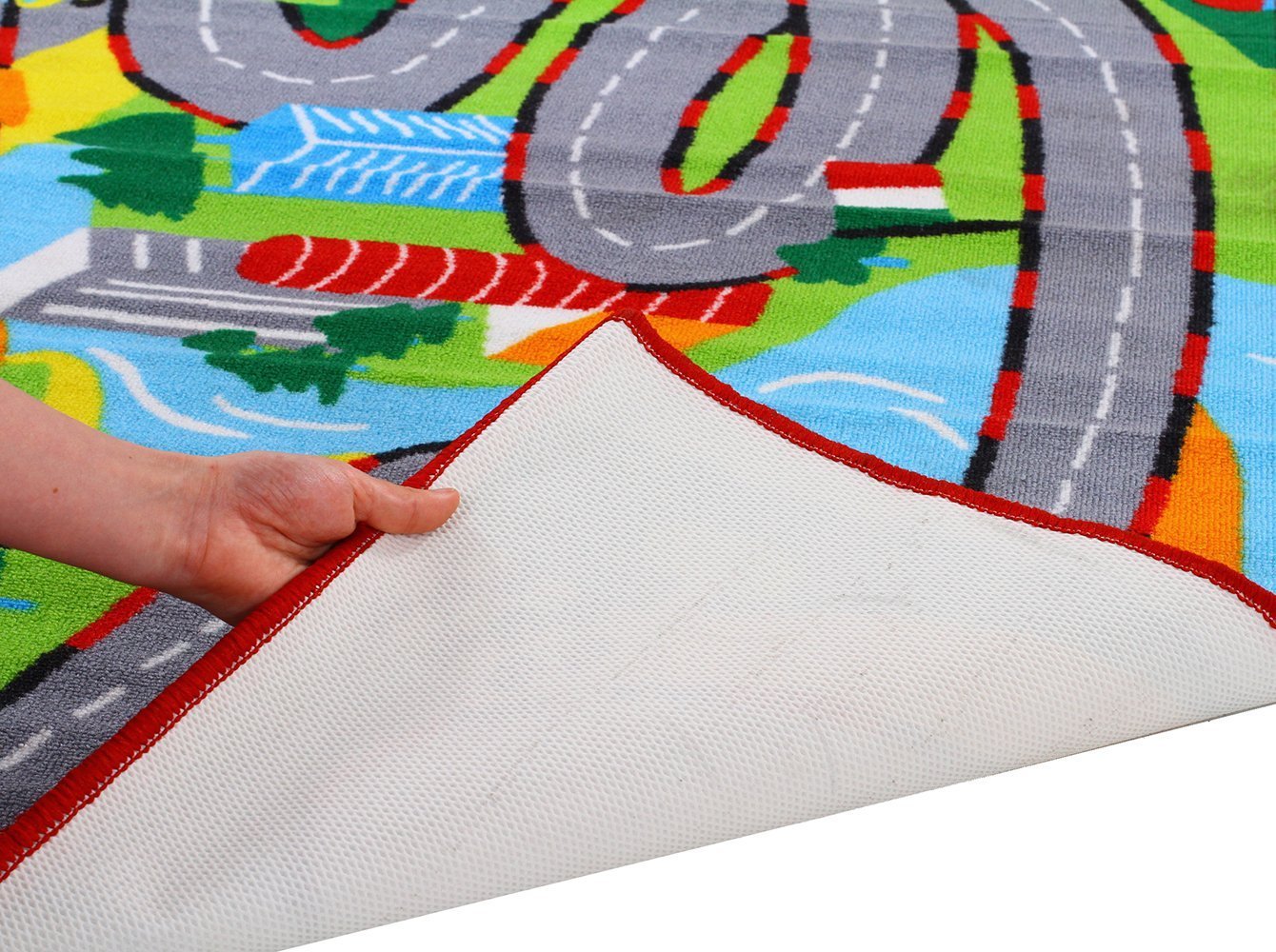 Kids Non Slip Road Map Track Rug