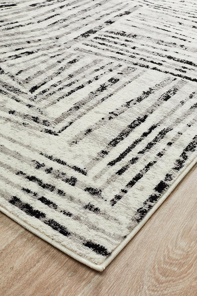 Norah Modern Rug Black White Silver