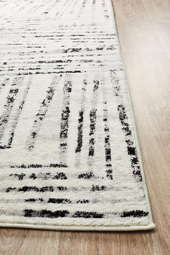 Norah Modern Rug Black White Silver