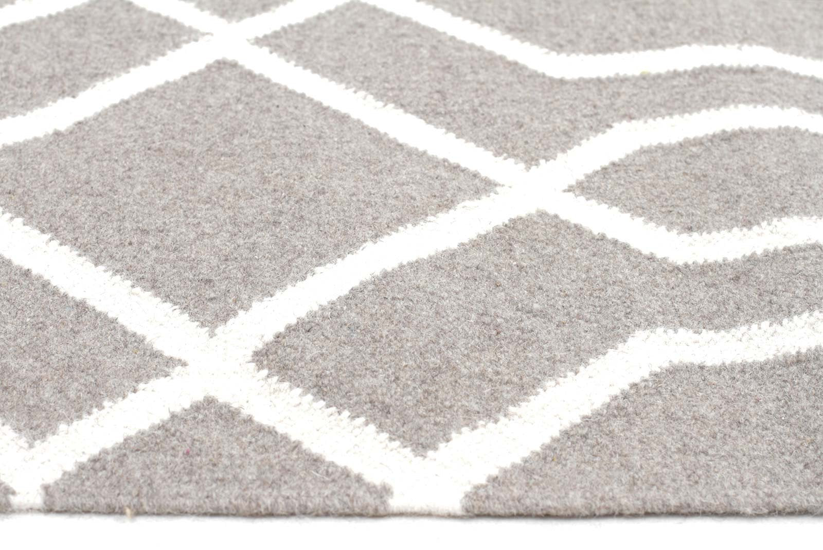 Fantasy Ripple Grey Handmade Wool Rug