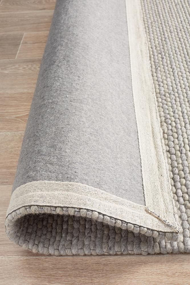 Studio Oskar Felted Wool Striped Rug Grey