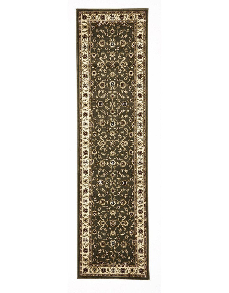 Sydney Collection Classic Rug Green With Ivory Border