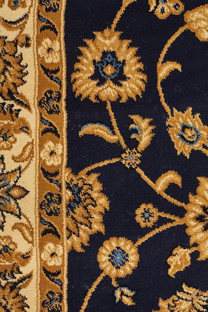 Sydney Collection Classic Rug Blue With Ivory Border